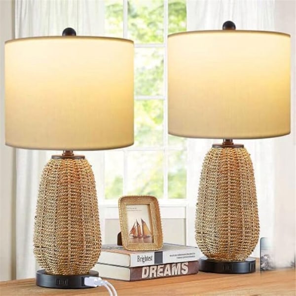 Lampskärm, 2 st trumlampskärmar för bordslampa, golvlampor, 13X13X10 tum, tygersättning