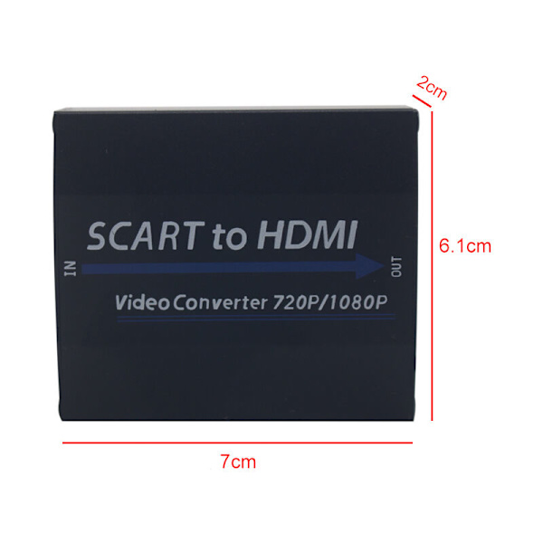 1080P SCART till HDMI-omvandlare Adapter med Komposit Video Audio för TV DVD Sky Box