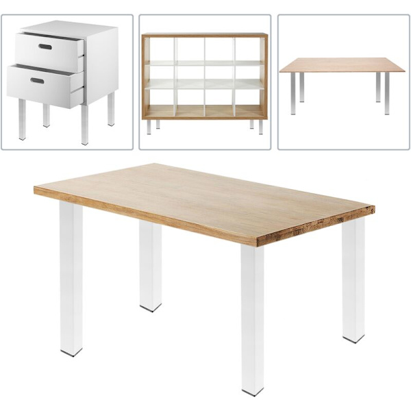 Firkantede bordbein for møbler og skrivebord i svart stål 40 cm 4-pakning