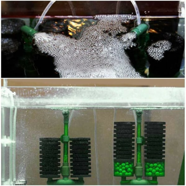 Liv Akvariefilter Indeholder 2 Svamp, 1 In-Sponge Filterholder, 2 Sugerkopper og 2 Mediebokse, Dobbelt Akvarie Svamp Luftpumpefilter Egnet