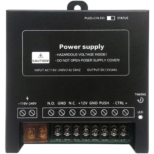 Strömkontroll för dörråtkomstsystem, elektriskt lås, 110V-240V AC kamerainmatning till 12V DC 4A utmatning