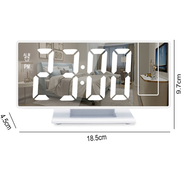 Digital väckarklocka, projektionsväckarklocka för tunga sömnare, digital klocka för sovrum med stor LED-display, 12/24H, USB-laddningsport, snooze