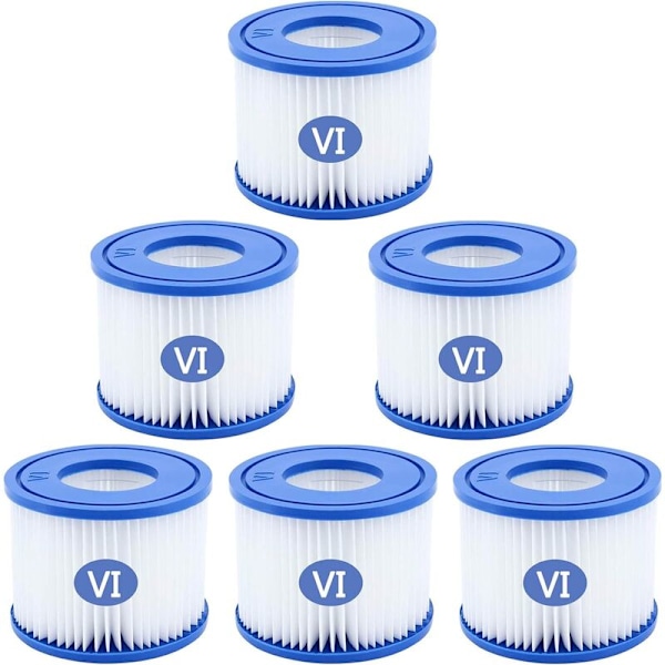 Pakke med 6 Type VI Swimming Pool Filterpatroner, Filterpatron til Bestway Swimming Pool Pumpe, Intex Swimming Pool Filter til Lay-Z-Spa, Miami