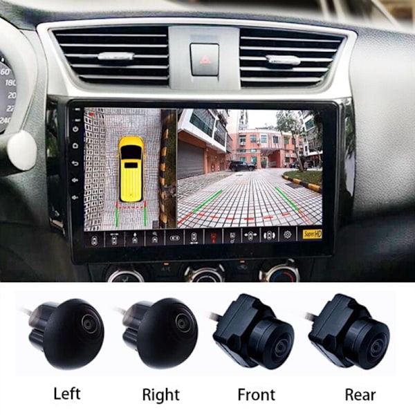 360° Panoramisk vy Car Camera 1080P AHD System Höger + Vänster Bak för Android Auto Radio