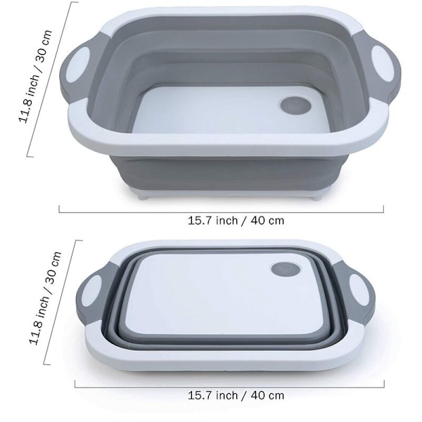 Bærbar Foldbar Skærebræt med Si, Sammenklappelig Opbevaringsorganisator til Bilvask, Køkken, Grøntsager