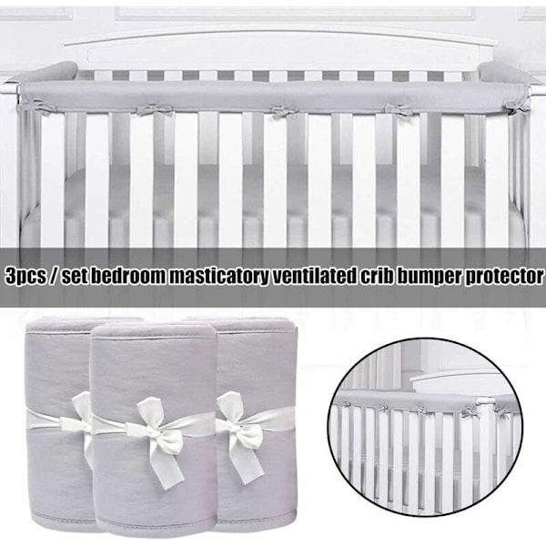Set med 3 baby spjälskyddsöverdrag - för barnsängar