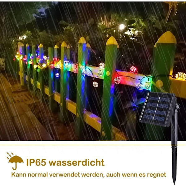 Marokkolainen aurinkokennovalosarja ulkokäyttöön, 7M 50 LED-valosarja ulkokäyttöön, 8 tilaa aurinkokennovalosarja vedenpitävä valaistus puutarhaan, terassille, pihalle, Ho