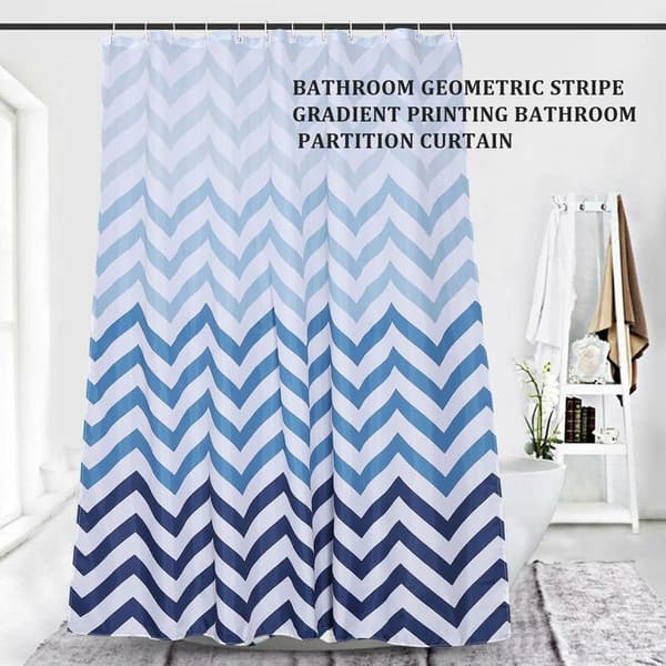Tjockad vattentät polyester canvas geometrisk randig gradienttryck badrumsskåp inklusive 12 plastkrokar