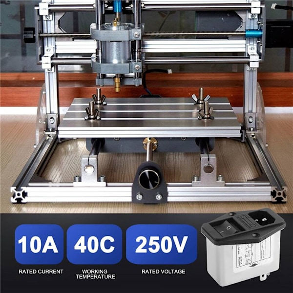 IEC 320 C14 Loddeterminal EMI-filter + Båtbryter + Sikringsholder