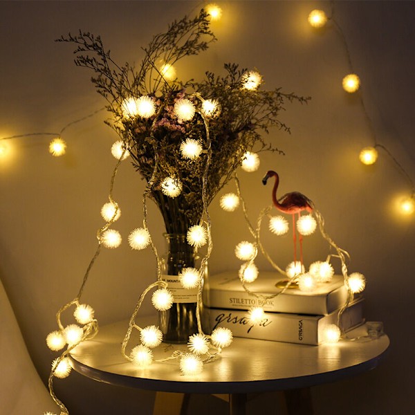 LED Plys-Bold-Lysstreng Havehave Dekoration Julegave Udendørs Vandafvisende Sne Globe Lys (6M40LED, varm hvid)