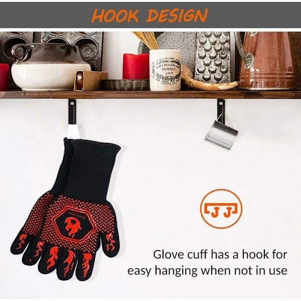Anti-varme ovn handske anti-brand pejs handske Modstandsdygtig op til 800°C til beskyttelse mod termiske risici anti-varme grill ovn handsker 32cm