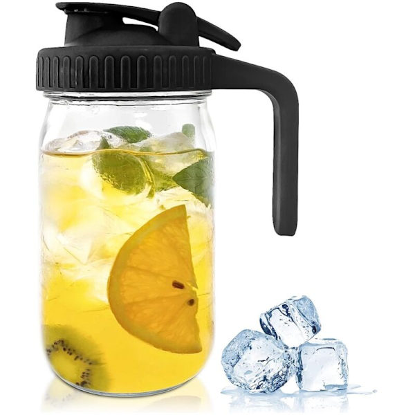 32 Oz Mason Jar med hældetud - Glaskande med låg, brystmælkskrus, forsegling til juice, mælk, kaffe, te, limonade, drikkevarer