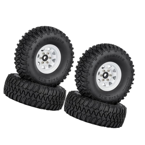 4PCS 1.55 Metall Beadlock Hjul Fälgar Däck Set för 1/10 RC Crawler Bil Axial Jr D90 CC01 LC70, 1 Vit