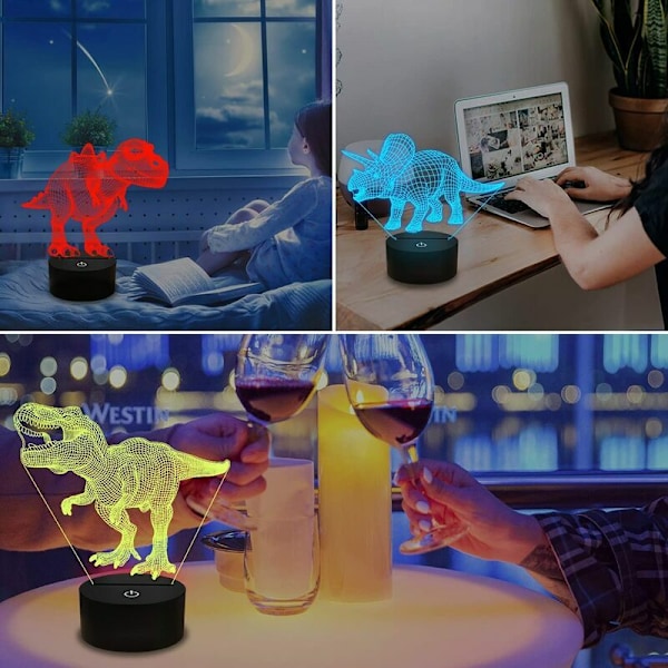 Dinosauriegåvor, 3D T Rex Nattlampa med 16 Färgväxlingar, Sänglampa med Fjärrkontroll för Barn, Födelsedagspresenter för Pojkar och Flickor 3 4 5 6+