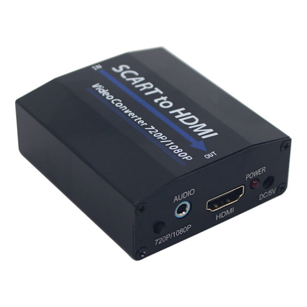 1080P SCART till HDMI-omvandlare Adapter med Komposit Video Audio för TV DVD Sky Box