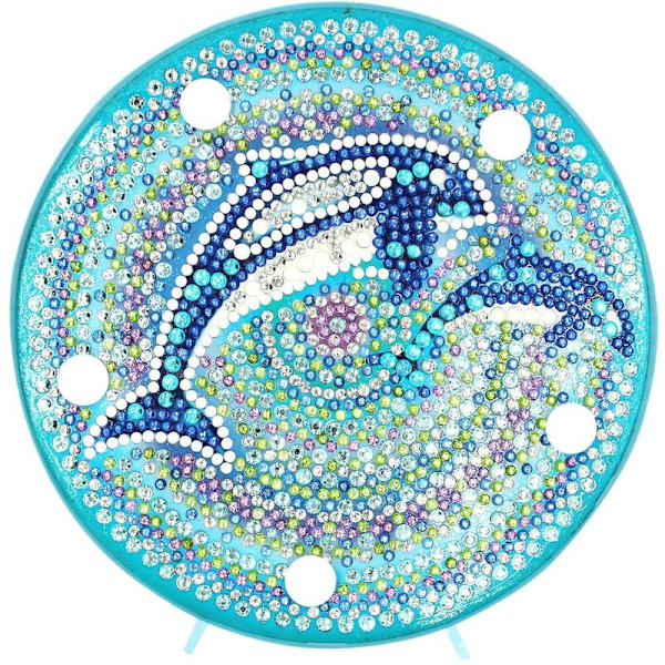 Broderi LED-lampe Lysmaleri 5D Delfin Mosaik Julelys Dekoration