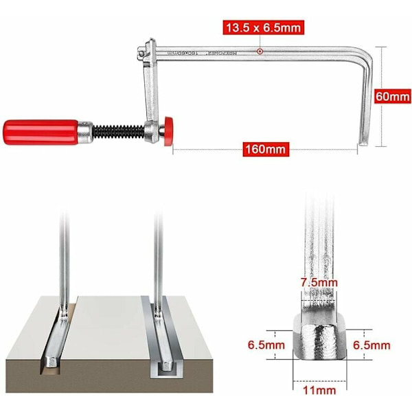 Guide Rail Clamp 2 stycken 160x60mm för MFT Guide Rail och Guide Rail System, 220KG Klämkraft