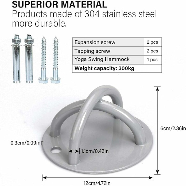 Vægmontering Beslag til Ophængningsstropper. Modstandstræner - Væg- og Loftsanker til Styrke Kropsvægt Træningssystemer, Yoga Sving