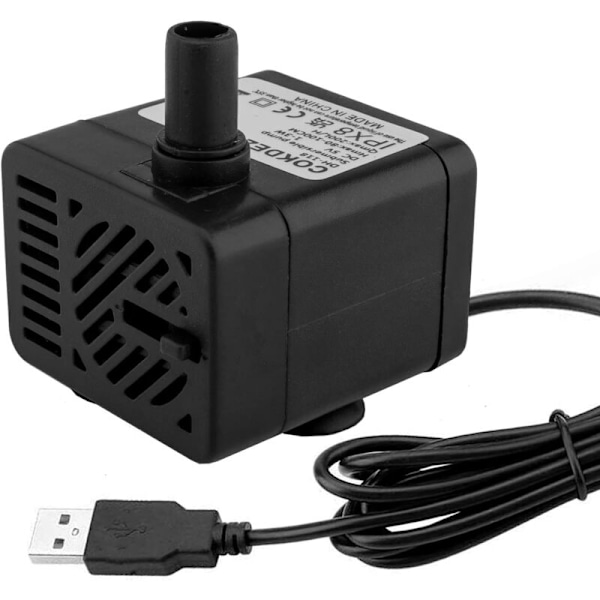 Mini USB nedsænkelig vandpumpe (DC 5V 1-3W 200L/H) Justerbar ultra-stille lille vandpumpe til kæledyr, akvarium, dam, hydroponics, indendørs udendørs