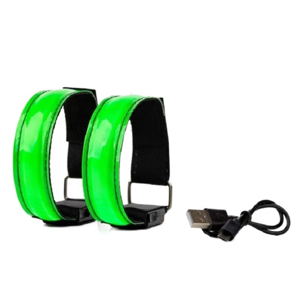 LED-armband uppladdningsbart, 2-pack blinkande reflekterande löparljus för nattlöpning, jogging, hundpromenad