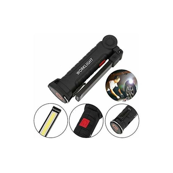 USB Genopladelig Lommelygte LED Arbejdslys Bærbar Magnetisk COB Hængende Krog til Udendørs Camping Reparationslampe (1 stk)
