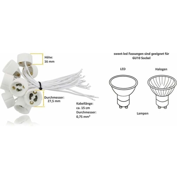 GU10 fatning til LED og halogen, 20 stk. [Energiklasse A]