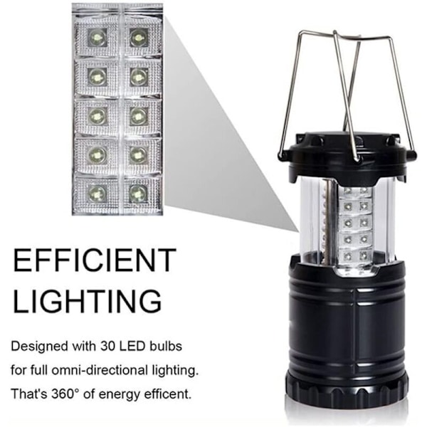 Fällbar LED Campinglampa 2 st Bärbar Campinglykta Vattentät Ficklampa IPX5 för Utomhusbelysning Camping, Vandring, Trädgård, Fiske, etc.