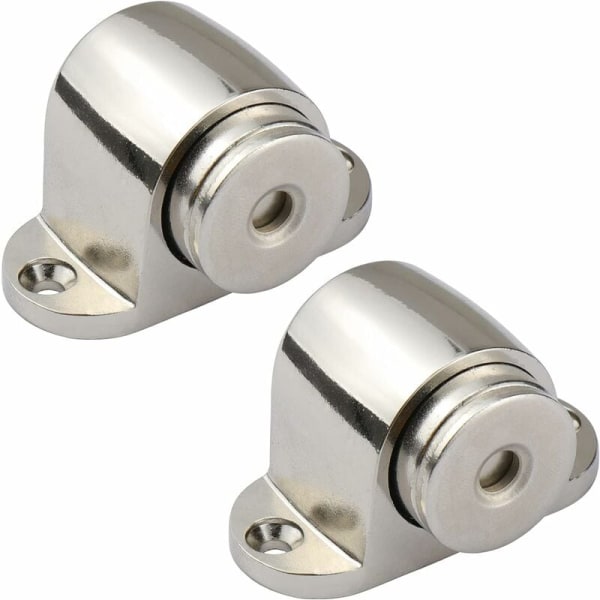 Pakke med 2 magnetiske dørstoppere i rustfrit stål med kilelås med skruemonteret, ingen kraft eller tryk på vægge