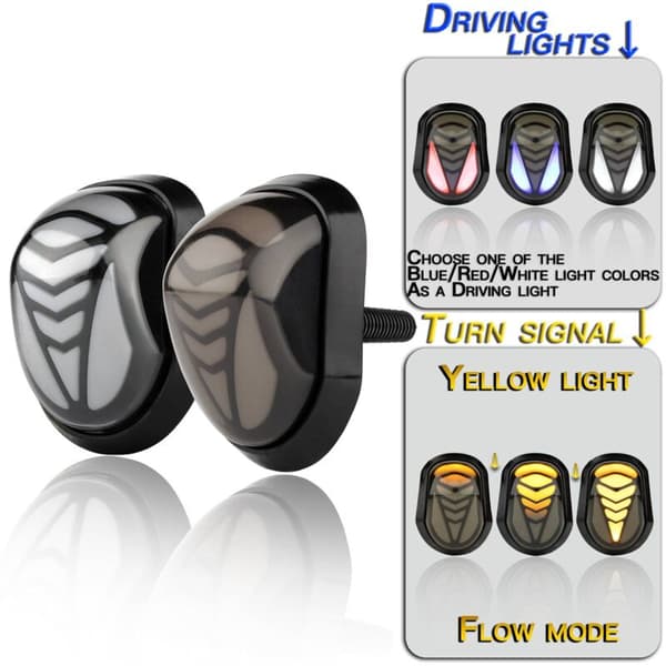 Universal Motorcykel LED Blinklys Integreret V-Form Guide Plade Side Flow Mode Lys Hvid Skal Blåt Lys