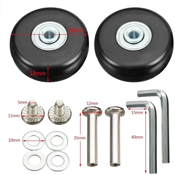 Kuffert Hjul, Bagage Kuffert Reparation Hjul Heavy Duty 50mm Lydløs Gummi Universal Drejeligt Hjul Udskiftning Transport Erstatter Hjul 4 stk. til Su