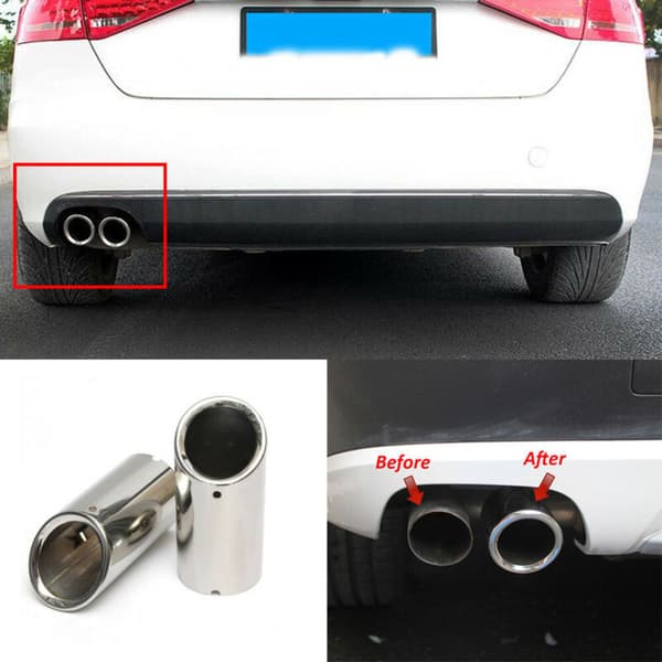 Eksosrør Chrome Rustfritt Stål Bilrørspiss Hale Bakre Lyddemper for A4 B8 Q5 2009-2012