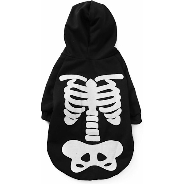 Halloween Græskar Hoodies Kæledyr Hund Kat Skalle Tøj Sød Hvalp Spøgelse Kostume Langærmet Skjorte Tøj til Hunde Katte sort L