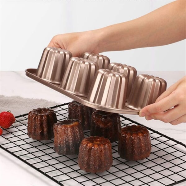 6-hålig Canelé-form, Icke-klibbig Canelé-bakform för ugn, Rostfritt stål Canelé-form, Bakverktyg