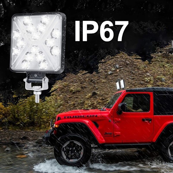 1 Par LED Traktor Arbeidslys 48W 8000LM 6000K LED Frontlys 4x4 IP67 Ekstra LED Lys Motorsykkel Kvadratisk 8D Linse