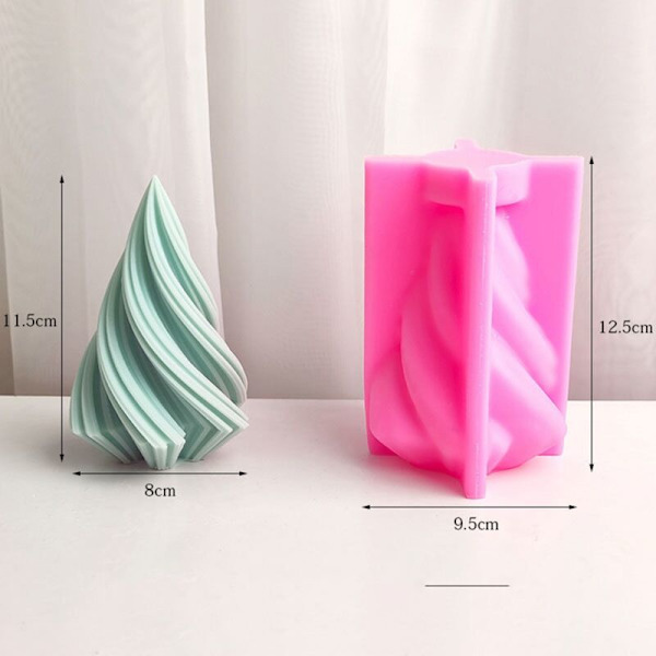 Roterende Kegle Lysform Bølge Stribet Aromaterapi Lys Silikonform DIY Buet Kolonne Gips Harpiksforme (L)