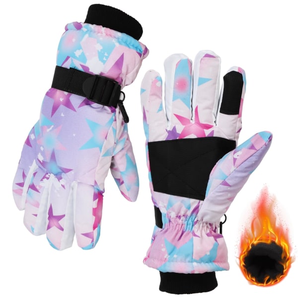 Vandtætte skihandsker til kvinder, varme handsker med berøringsskærm til vinter med fleece, vindtætte snowboardhandsker til skiløb, cykling, udendørs aktiviteter