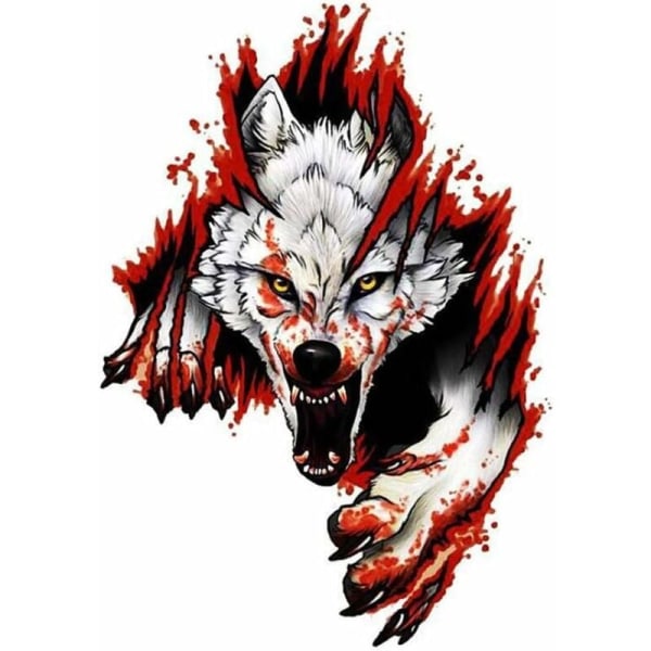 3D Wolf Head Sticker, 3D Car Sticker, Furious Wolf, Funny Motorcycle Accessories, PVC, 18x25cm