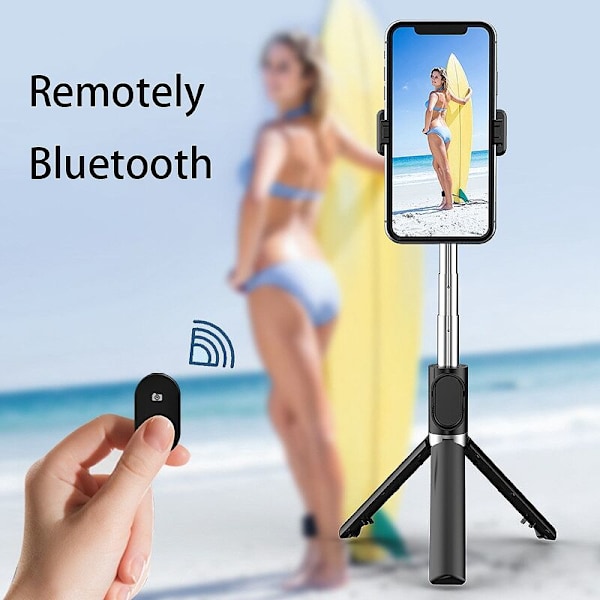 3 i 1 Udtrækkelig Monopod Bluetooth Selfie Stick Mini Tripod med Universal Bluetooth Fjernbetjening til