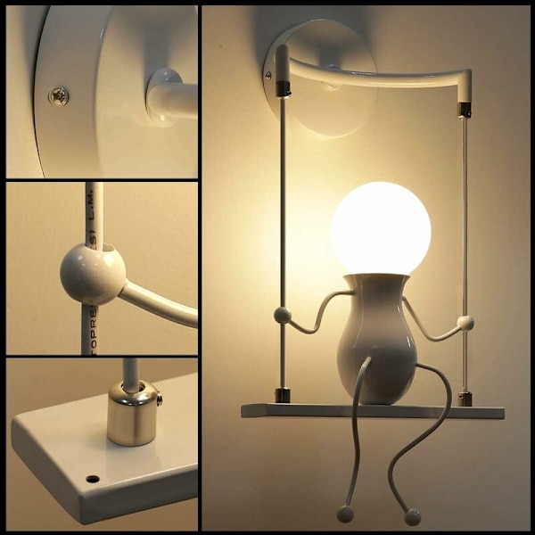 Humanoidinen Moderni Seinävalaisin, Yksinkertainen Art Deco -kynttiläseinävalaisin, Max 60W E27, Lastenhuoneeseen, Makuuhuoneeseen, Portaikkoon, Käytävään, Ravintolaan, Keittiöön