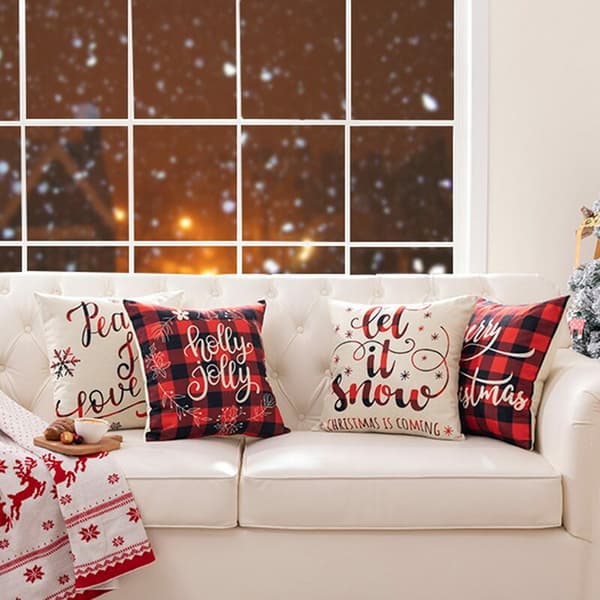 Julepudebetræk Rustik Buffalo Plaid Pudebetræk til 45X45Cm