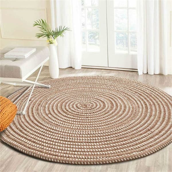 Handvävd rund matta, för vardagsrum, sovrum, badrum, barnrum, beige, 40 x 40 cm-Sunny