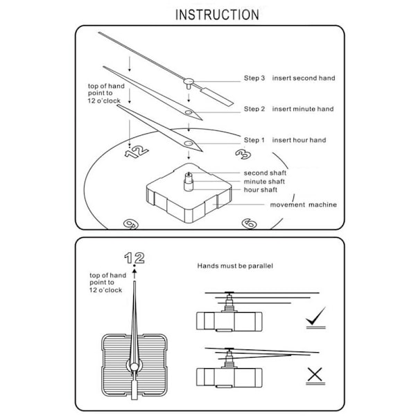 23 mm Kvartsklokkebevegelse Mekanisme med Klokkehender Sett for DIY Klokke Reparasjonsdeler Utskiftingstilbehør