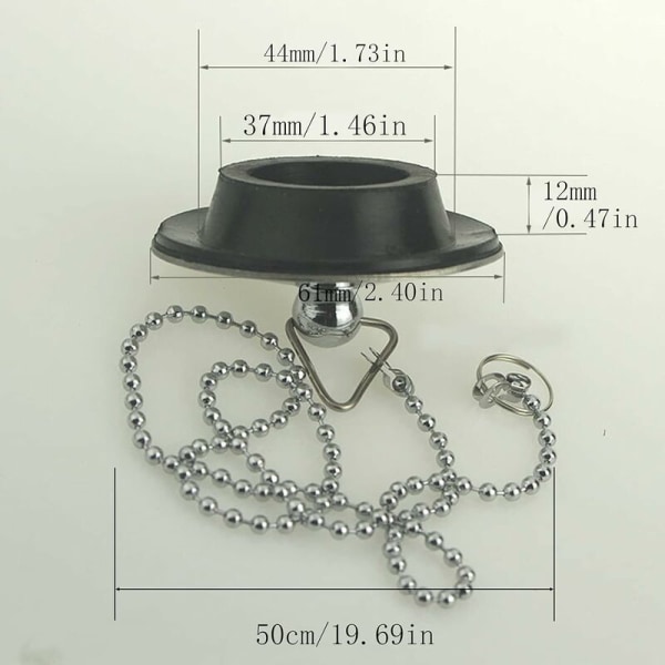 Diskpropp med kedja Rostfri badkarspropp Avloppspropp med gummiring Badkarspropp Täckplugg för diskbänk Badkar Tvättställ Avlopp (40mm t