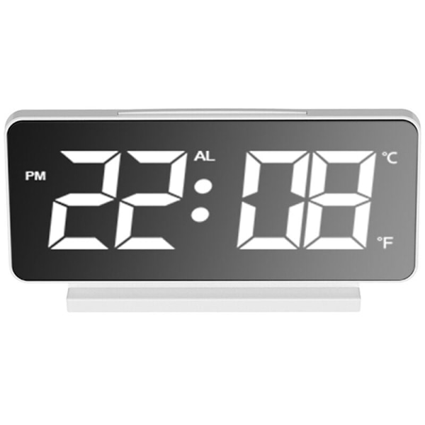 LED Digital väckarklocka, Stora siffror, Fetstil, Snooze, Justerbar volym, Enkel användning, för sovrum, kontor Vit