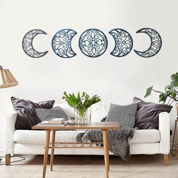 5 kappaletta puinen kuu seinäkoriste Boho seinäkoriste olohuoneeseen luova kuu sykli seinäkoriste