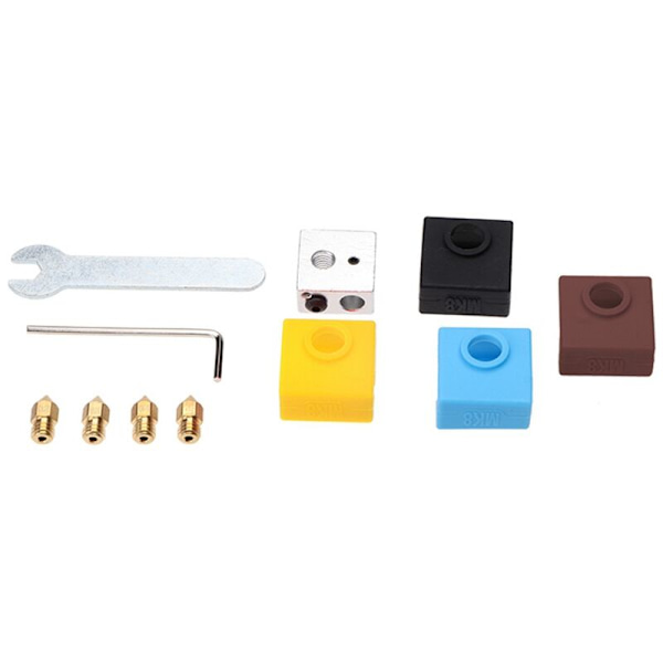 20 st 0,2/0,3/0,4/0,5 mm munstycken för MK8, 3D-skrivarvärmeblock i silikon med DIY-verktyg och tiofackslåda