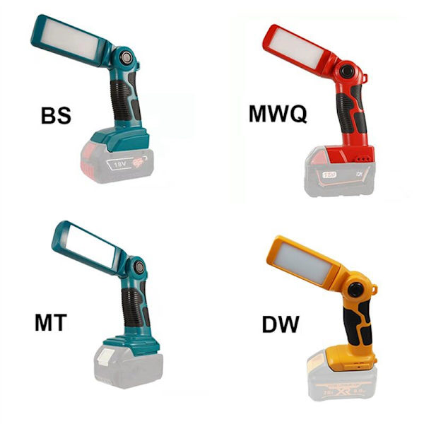 12W 14.4V-18V Bærbar LED Advarselslys Arbeidslys Utendørsbelysning for 18V Litiumbatteri