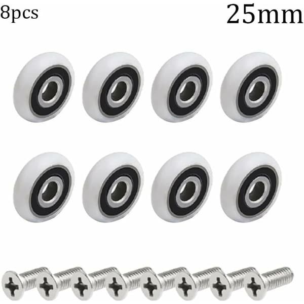 8 dusjrullere (25mmM5-skrue)