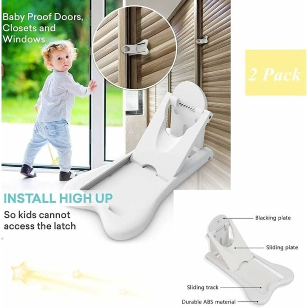 2 pcs Sliding door lock, baby safety lock, window lock, cupboard safety locks, window lock without drilling