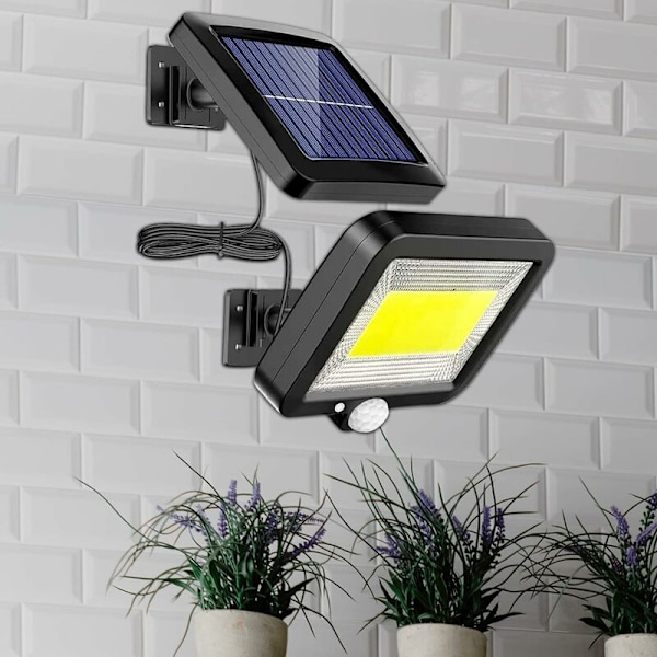 Solcellsbelysning med 100 LED-lampor - Rörelsesensor, Vattentät IP65, Solcellslampa för Terrass, 5 Meter Kabel [Energiklass A +++]